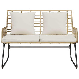 Gartenbank Poly-Rattan Braun/Creme