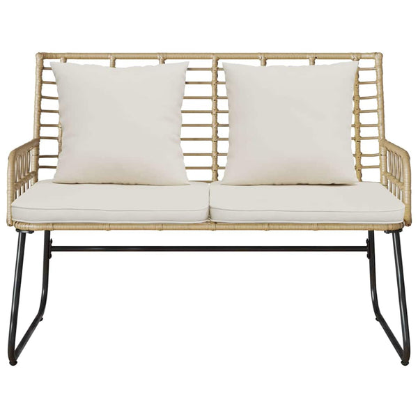 Gartenbank Poly-Rattan Braun/Creme