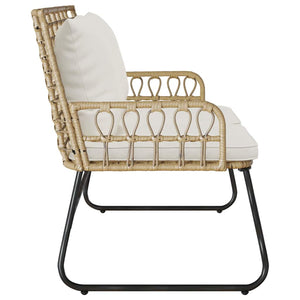 Gartenbank Poly-Rattan Braun/Creme