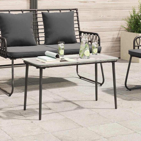 Schwarzer Poly-Rattan Gartentisch 80x40x45cm