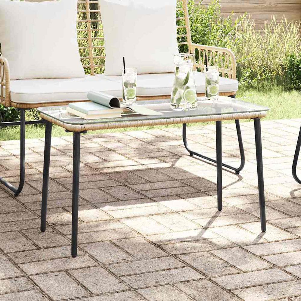 Poly-Rattan Gartentisch Natur 80x40x45cm