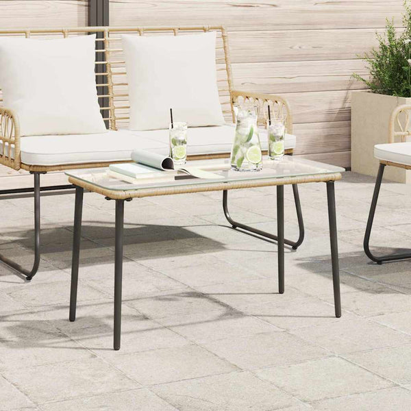 Poly-Rattan Gartentisch Natur 80x40x45cm