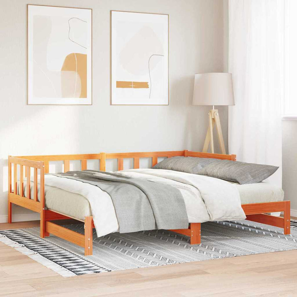 Tagesbett mit Ausziehbett Wachsbraun