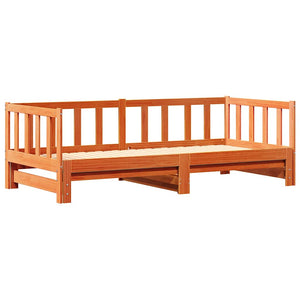 Tagesbett mit Ausziehbett Wachsbraun