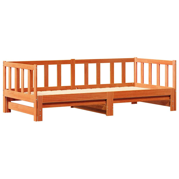 Tagesbett mit Ausziehbett Wachsbraun