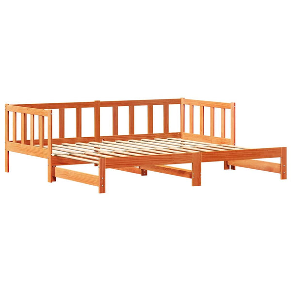 Tagesbett mit Ausziehbett Wachsbraun