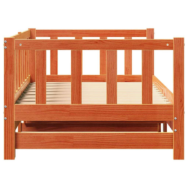 Tagesbett mit Ausziehbett Wachsbraun