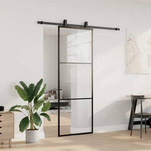 Schiebetür mit Beschlag Schwarz 76x205 cm