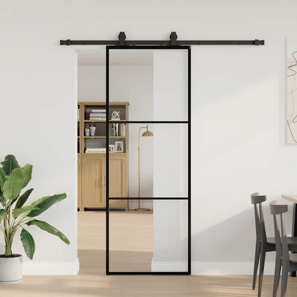 Schiebetür mit Beschlag Schwarz 76x205 cm