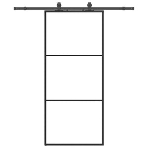 Schiebetür Schwarz 90x205 cm ESG-Glas mit Beschlag
