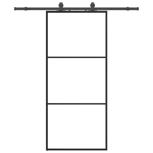 Schiebetür Schwarz 90x205 cm ESG-Glas mit Beschlag