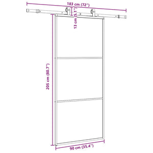 Schiebetür Schwarz 90x205 cm ESG-Glas mit Beschlag