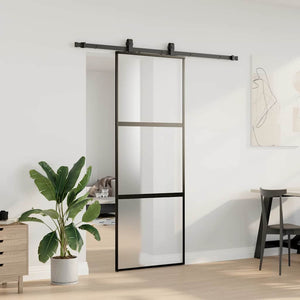 Schiebetür Schwarz Hartglas 76x205 cm