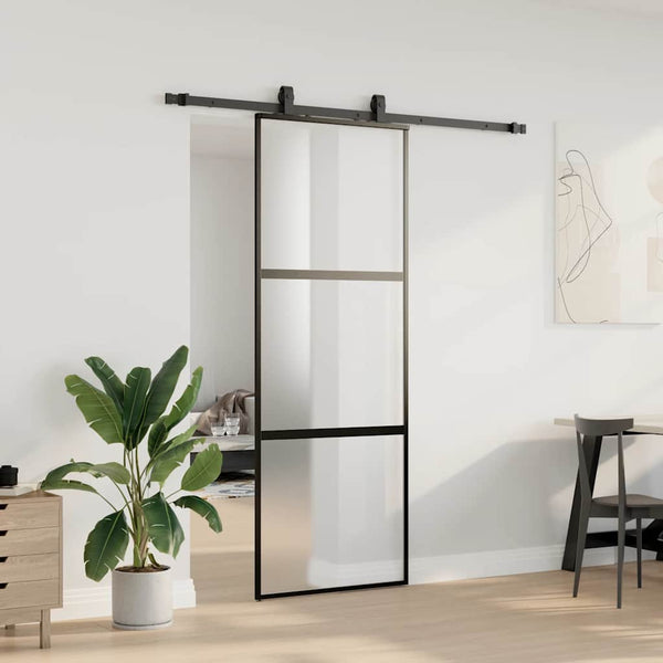 Schiebetür Schwarz Hartglas 76x205 cm