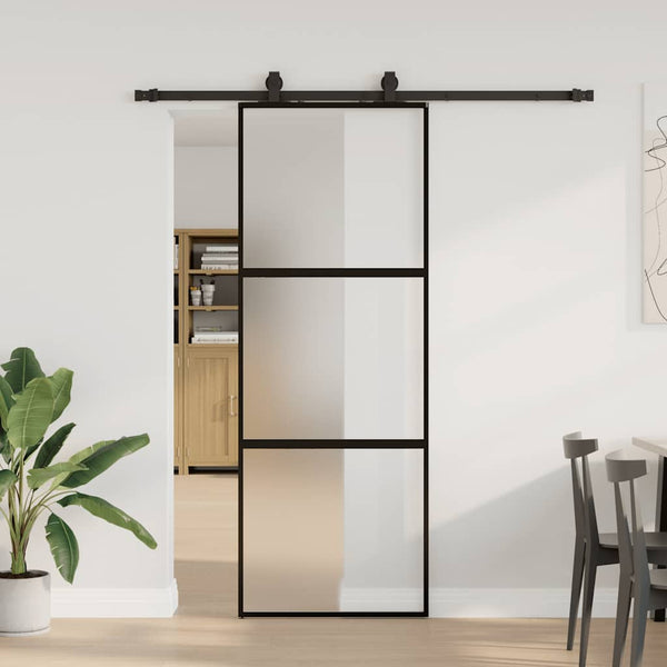 Schiebetür Schwarz Hartglas 76x205 cm