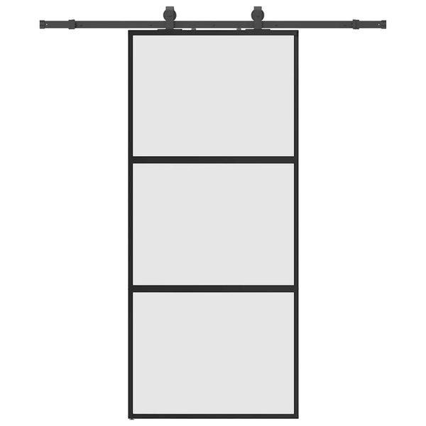 Schiebetür Schwarz 90x205 cm Hartglas