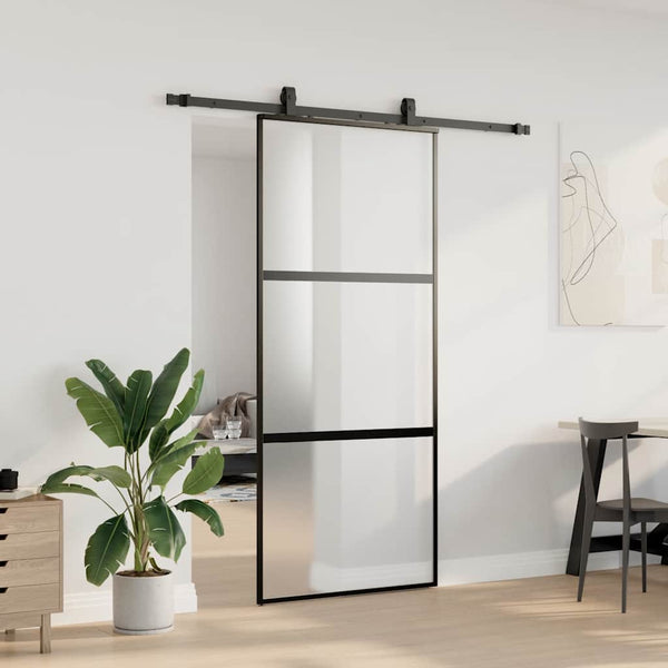 Schiebetür Schwarz 90x205 cm Hartglas