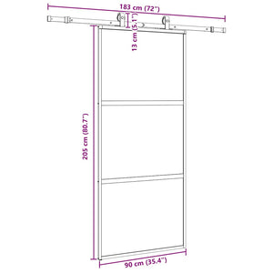 Schiebetür Schwarz 90x205 cm Hartglas