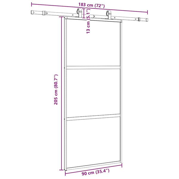 Schiebetür Schwarz 90x205 cm Hartglas