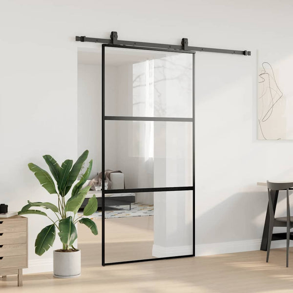 Schiebetür Schwarz 102,5x205 cm Hartglas