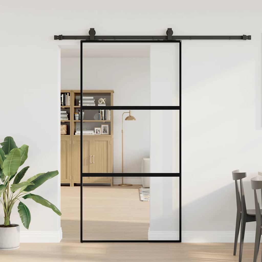Schiebetür Schwarz 102,5x205 cm Hartglas