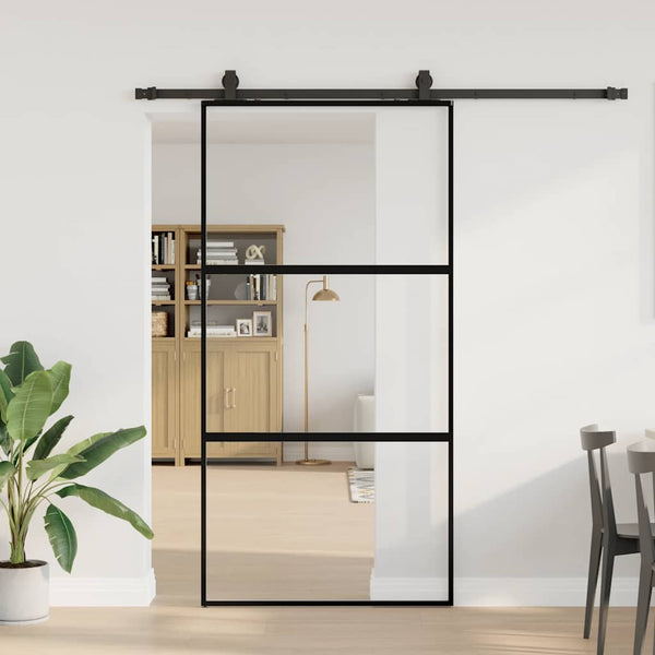 Schiebetür Schwarz 102,5x205 cm Hartglas