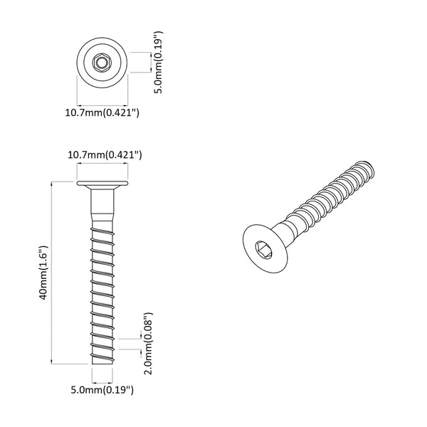 Confirmat Schrauben 5x40 mm, 12 Stk.