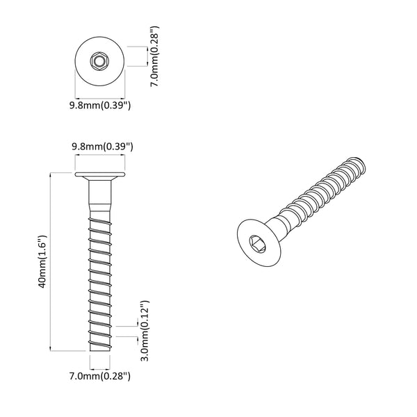 M7 x 40mm Screws - 2900 pcs Steel
