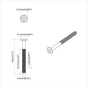 M6 x 50 mm Stahlschrauben, 12 Stk.