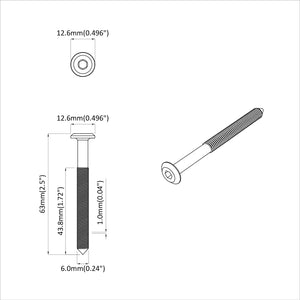 M6 x 60mm Stahlschrauben, 2 Stk.