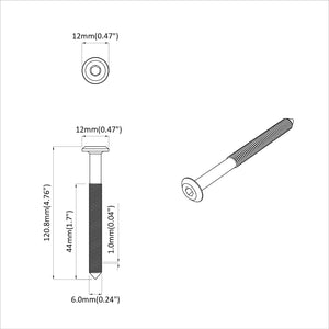 M6 x 100mm Stahlschrauben - 2 Stück