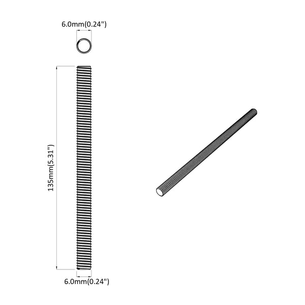 Gewindestange Stahl Silber 6x135mm 12 Stk