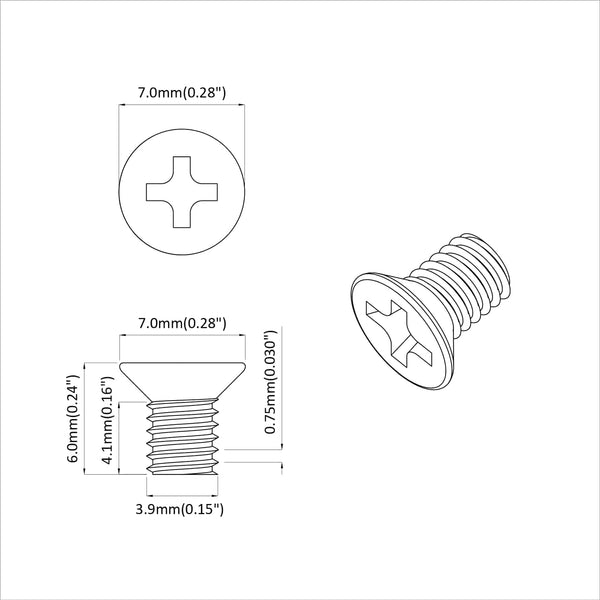 Senkkopfschrauben M4 x 6 mm, 12 Stk.