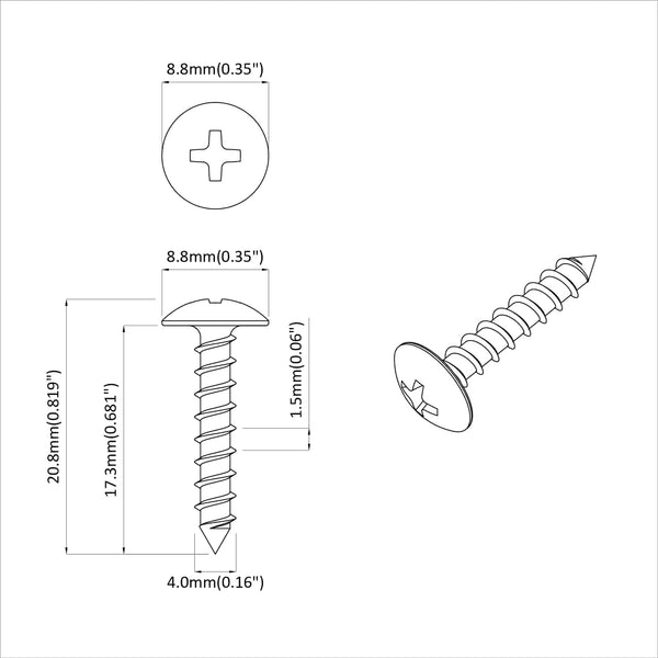 Selbstschneidende Nägel, 4x20mm, verzinkt, 12 Stk.