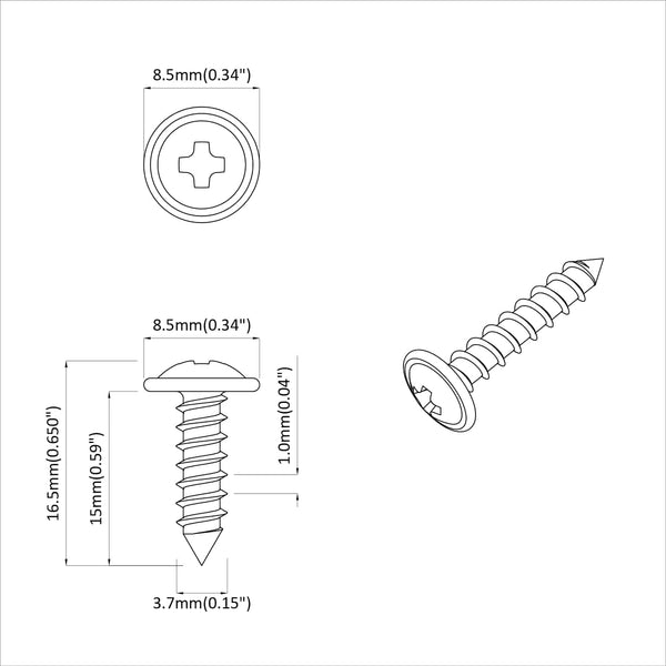 M4 x 16 mm Stahlschrauben - 2 Stück