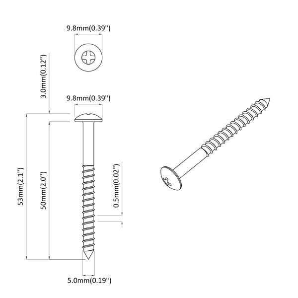 Holzschraube Silber 9,8 x 53 mm Stahl 2 Stk