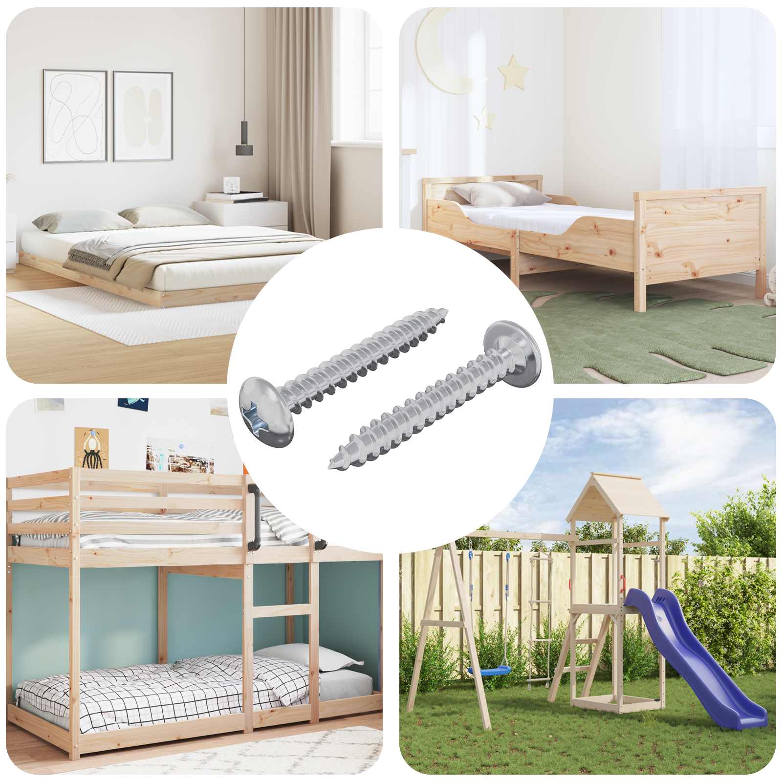 Holzschrauben Silber M4 x 28 mm, 2 Stk.