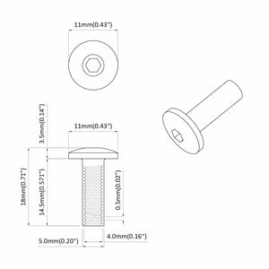 Schwarze Hülsenmuttern M4 x 14,5 mm, 12 Stk.