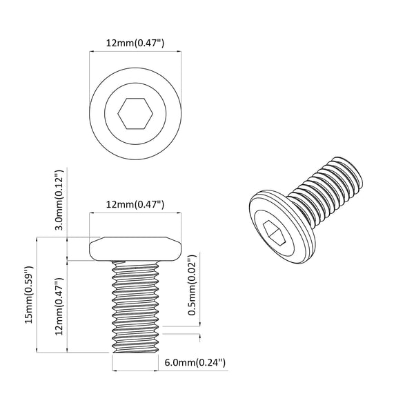 Schraube mit Sperre Silber M6 x 12 mm, 12 Stk.