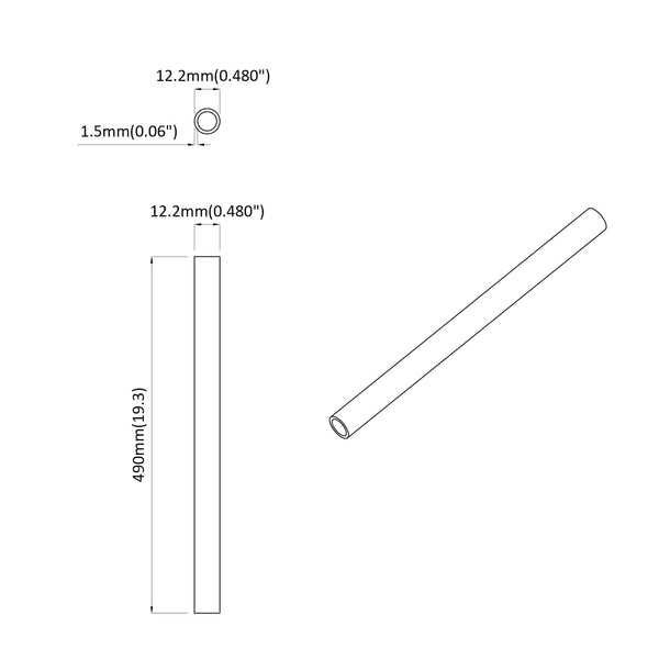 PVC Rohr Weiß 12,2x1,8x500mm, 2er Set