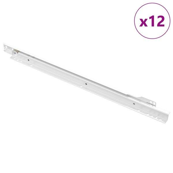 Schubladenschienen Weiß 450 mm, 12er-Set