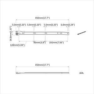 Schubladenschienen Weiß 450 mm, 12er-Set