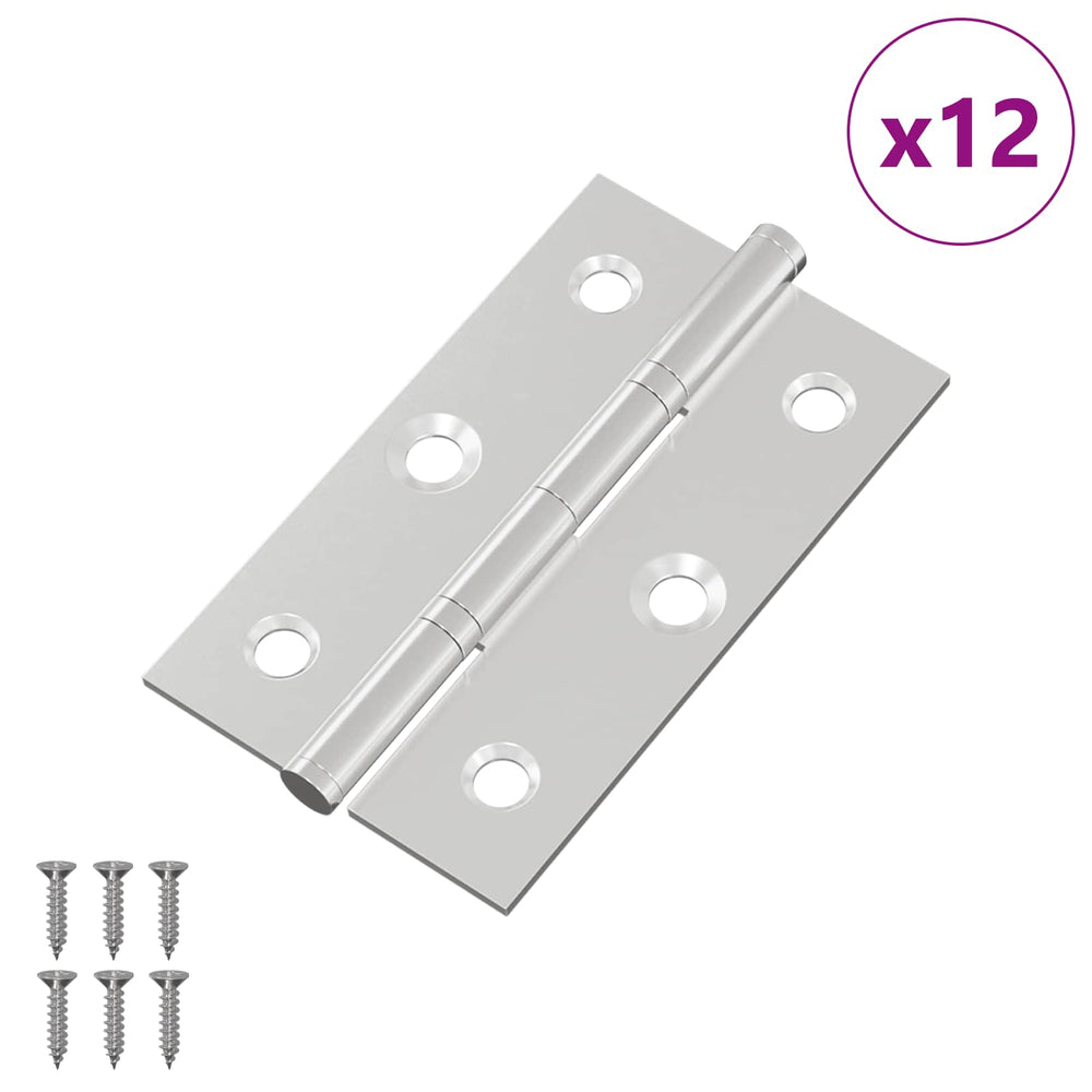 vidaXL Charnière Uni 12 pièces Argent 58 x 35 x 1 mm Acier
