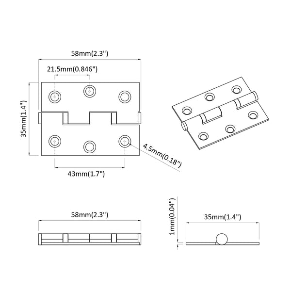 Scharnier Uni 12er-Set Silber Stahl