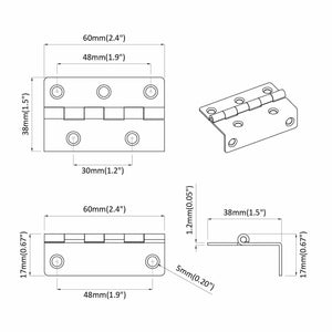 Scharnier Schwarz 12er Set 38x17x60mm