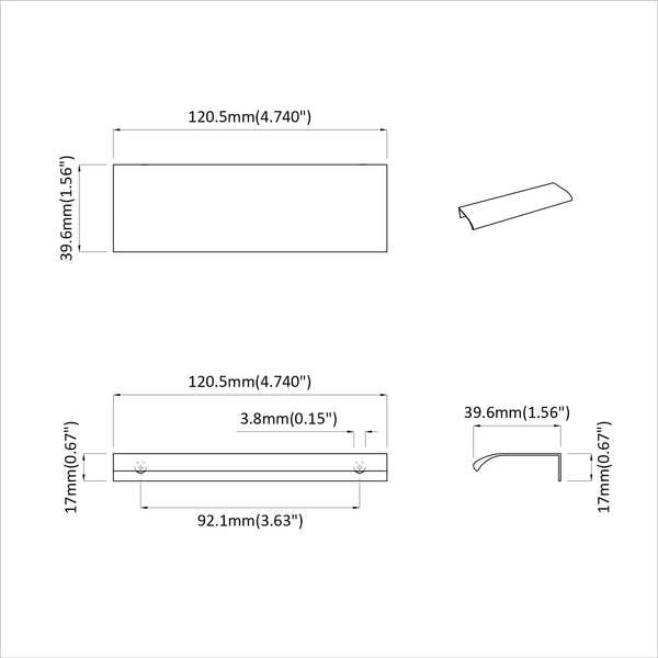 Schwarzer Aluminium Griff, 725 Stk.