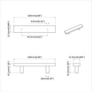 Schrankgriff Schwarz Edelstahl 2er-Set