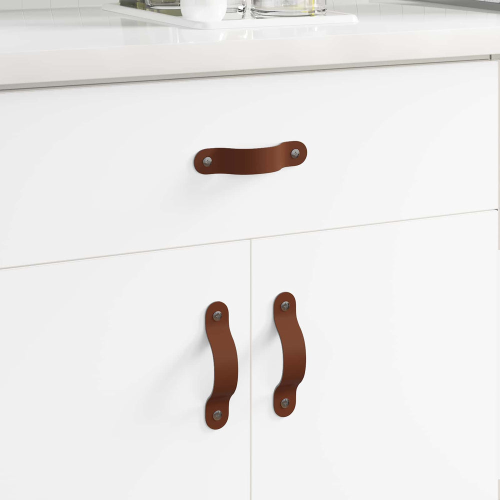 vidaXL Poignées de tiroir 2 pcs Marron 140 x 25 x 2,3 mm PU