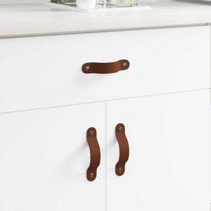 vidaXL Poignées de meuble 12 pcs Marron 140 x 25 x 2,3 mm PU