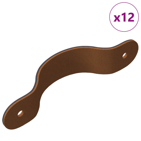 vidaXL Poignées de meuble 12 pcs Marron 140 x 25 x 2,3 mm PU